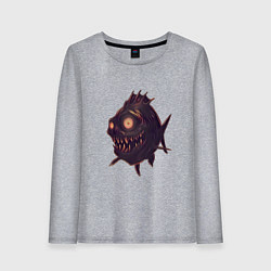 Лонгслив хлопковый женский Рыба монстр, цвет: меланж