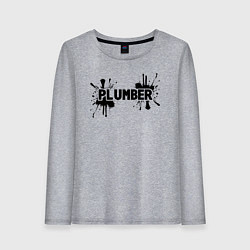 Женский лонгслив Сантехник в чероной краске