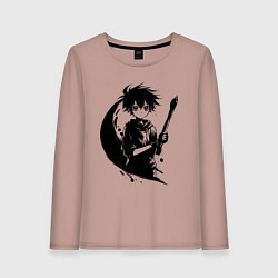 Лонгслив хлопковый женский Художник с кистью аниме, цвет: пыльно-розовый