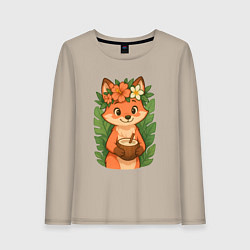 Женский лонгслив Тропическая лисичка