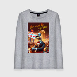 Лонгслив хлопковый женский Бендер игрок в казино - Лас Вегас, цвет: меланж