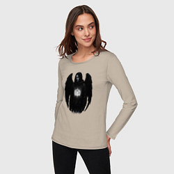 Лонгслив хлопковый женский Bones с черными крыльями, цвет: миндальный — фото 2