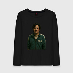 Лонгслив хлопковый женский Грустный игрок 456, цвет: черный