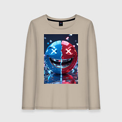 Лонгслив хлопковый женский Смайлик твоего переменного настроения, цвет: миндальный