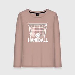 Лонгслив хлопковый женский Гандбольный мяч в воротах, цвет: пыльно-розовый