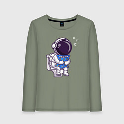 Лонгслив хлопковый женский Космонавт заснул, цвет: авокадо