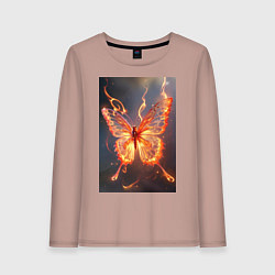 Лонгслив хлопковый женский Огненная бабочка, цвет: пыльно-розовый