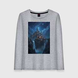 Лонгслив хлопковый женский Замок Хогвартс под звездным небом, цвет: меланж