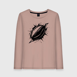 Лонгслив хлопковый женский Мяч для геби черной краской, цвет: пыльно-розовый