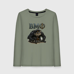 Лонгслив хлопковый женский Злой волк ВМФ, цвет: авокадо