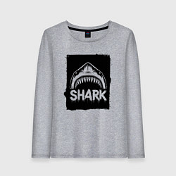 Лонгслив хлопковый женский Акула с открытой пастью, цвет: меланж