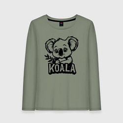 Лонгслив хлопковый женский Коала с листьями, цвет: авокадо