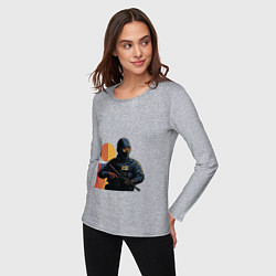 Лонгслив хлопковый женский Поп-арт контр-террорист CS 2, цвет: меланж — фото 2