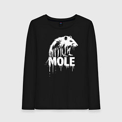 Лонгслив хлопковый женский Крот с надписью, цвет: черный