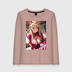 Лонгслив хлопковый женский Марин Китагава наряде гламурной кошки, цвет: пыльно-розовый