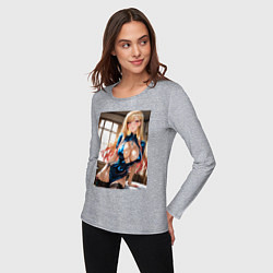 Лонгслив хлопковый женский Марин Китагава наряде гламурной фифы, цвет: меланж — фото 2