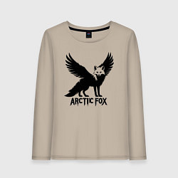 Лонгслив хлопковый женский Арктический лис-феникс, цвет: миндальный