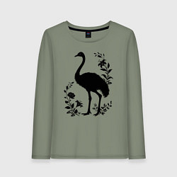 Женский лонгслив Страус среди цветов