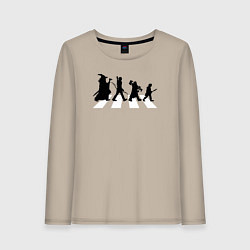 Лонгслив хлопковый женский Путешествие хоббита, цвет: миндальный