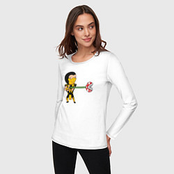 Лонгслив хлопковый женский Боец Скорпион - Mortal Kombat meme, цвет: белый — фото 2
