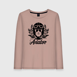 Лонгслив хлопковый женский Авиатор в цветах, цвет: пыльно-розовый