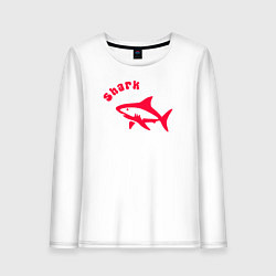 Лонгслив хлопковый женский Акула-красный силуэт, цвет: белый