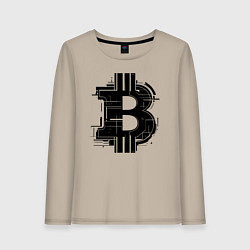 Лонгслив хлопковый женский Urban биткоин, цвет: миндальный
