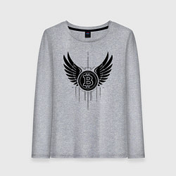 Лонгслив хлопковый женский Крылья биткоина, цвет: меланж
