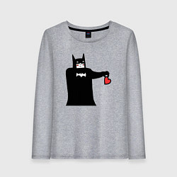 Лонгслив хлопковый женский Сердечко Бэтмена, цвет: меланж