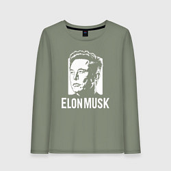 Лонгслив хлопковый женский Илон Маск в стиле стрит-арт, цвет: авокадо
