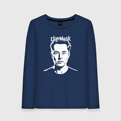 Лонгслив хлопковый женский Аниме портрет Илона Маска, цвет: тёмно-синий