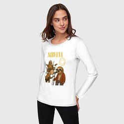 Лонгслив хлопковый женский Nirvana ленивцы, цвет: белый — фото 2