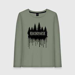 Женский лонгслив Красноярск лес в каплях краски