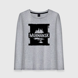 Лонгслив хлопковый женский Мурманск в стрит-арт стиле, цвет: меланж