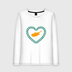 Лонгслив хлопковый женский Кипр в сердце, цвет: белый