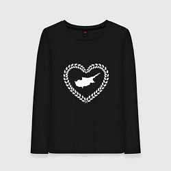 Женский лонгслив Кипр в сердце монохром