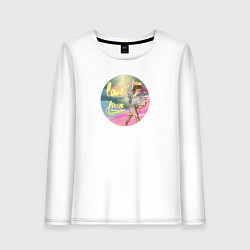 Лонгслив хлопковый женский Сначала полюби себя, цвет: белый