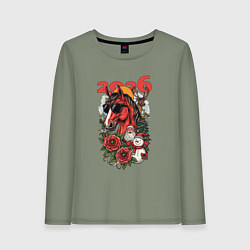 Женский лонгслив Красная огненная лошадь 2026