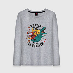 Лонгслив хлопковый женский Санта на динозавре, цвет: меланж