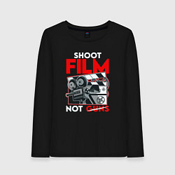 Лонгслив хлопковый женский Снимай фильмы, цвет: черный