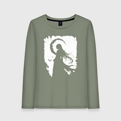 Лонгслив хлопковый женский Девушка гот аниме, цвет: авокадо