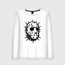 Лонгслив хлопковый женский Шипастая хоккейная маска, цвет: белый