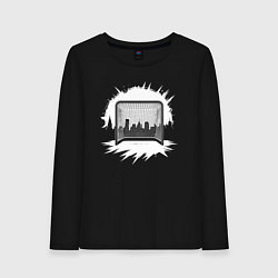 Лонгслив хлопковый женский Уличная хоккейная рамка, цвет: черный