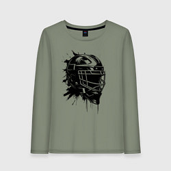 Лонгслив хлопковый женский Чёрная хоккейная маска, цвет: авокадо