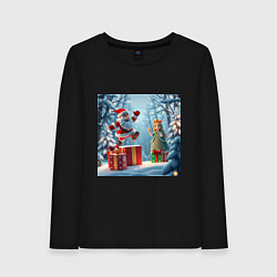 Женский лонгслив Дед Морозио и Принцесса Снегурочка: вперёд за пода