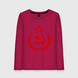 Лонгслив хлопковый женский СССР герб, цвет: маджента