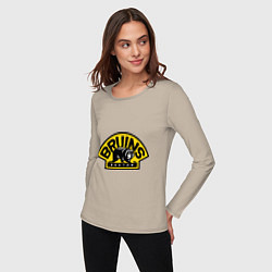 Лонгслив хлопковый женский HC Boston Bruins Label, цвет: миндальный — фото 2