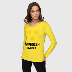 Лонгслив хлопковый женский Swedish Hockey, цвет: желтый — фото 2