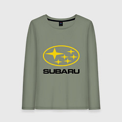 Лонгслив хлопковый женский Subaru Logo, цвет: авокадо