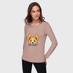 Лонгслив хлопковый женский Got Corgi, цвет: пыльно-розовый — фото 2